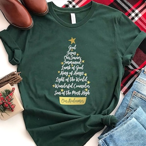 Names Of Jesus Shirt, Christmas Tree Shirt, Jesus Name Tree, Christmas Gift Ideas, Holiday Shirt, Women's Christmas Shirt, Religious Shirt