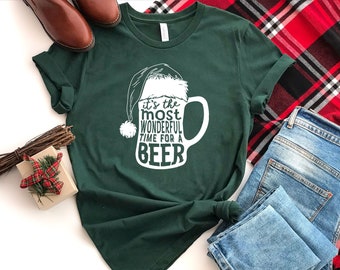 Christmas Beer Shirt, Most Wonderful Time for a Beer, Ugly Christmas T-shirt, Funny Christmas Shirt, Husband Christmas Gift, Beer Lover Gift