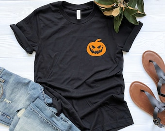 Pocket Size Halloween Shirt, Minimalist Halloween Shirt, Halloween Party Tee, Halloween T-shirt, Halloween Pumpkin Shirt, Matching Halloween