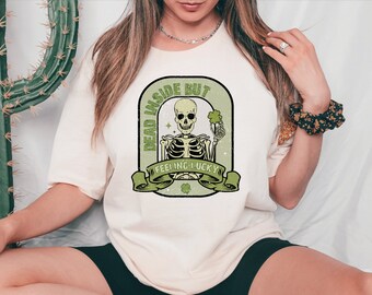 Skeleton St. Patrick's Day Shirt, Dead Inside But Feeling Lucky Retro Shirt, Shemarock Patrick's Tee, Lucky Irish Shirt, Skeleton Sweatshirt