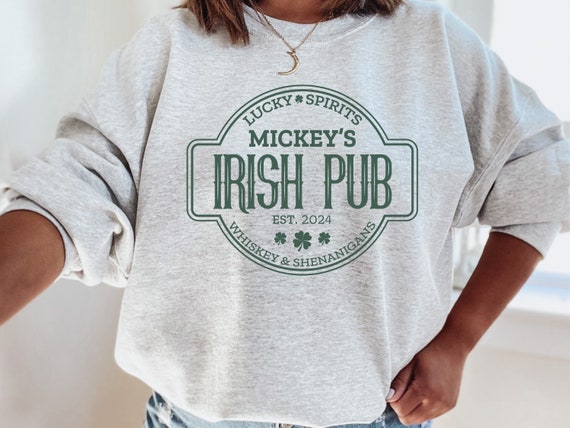 Custom Irish Pub Sweatshirt, Vintage Irish Sweatshirt, Irish Birthday Gift, Personalized Irish Sweatshirt, Retro St Patricks Day Sweatshirt