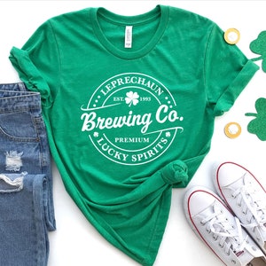 Leprechaun Brewing Co Shirt, Retro St Patricks Day Gift, Vintage Irish Shirt, Lucky Spirits Shirt, St Patty Day Shirt, Leprechan Shir image 2