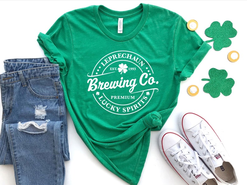 Leprechaun Brewing Co Shirt, Retro St Patricks Day Gift, Vintage Irish Shirt, Lucky Spirits Shirt, St Patty Day Shirt, Leprechan Shir image 2