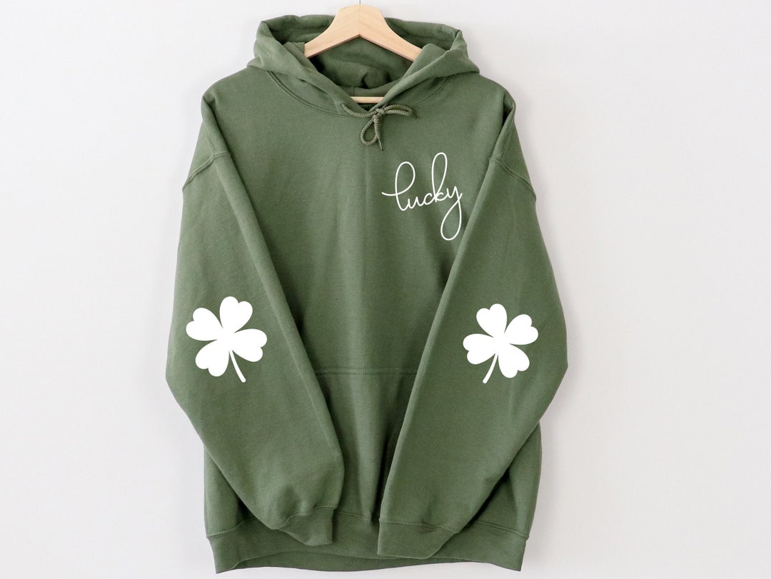 Lucky Shamrock Elbow Graphic Fleece Sweatshirts.