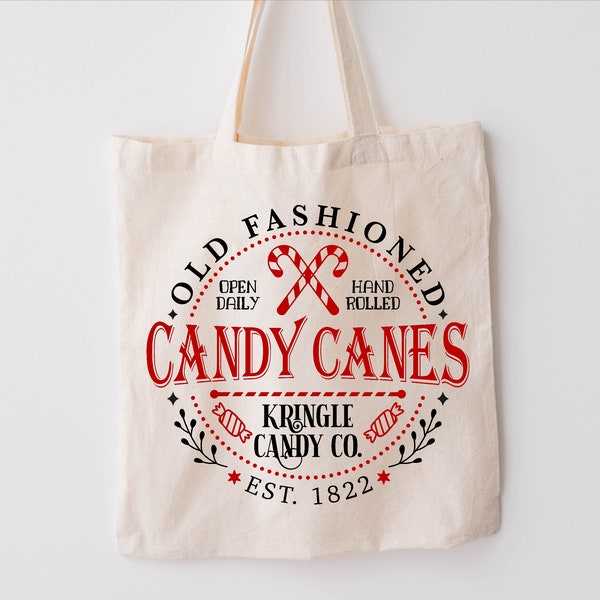 Sac fourre-tout en cannes de bonbon, Sac fourre-tout de Noël, Cadeaux de Noël, Sac fourre-tout en toile géant avec fermeture à glissière, Sac à provisions, Cadeau pour Noël, Sac de Noël