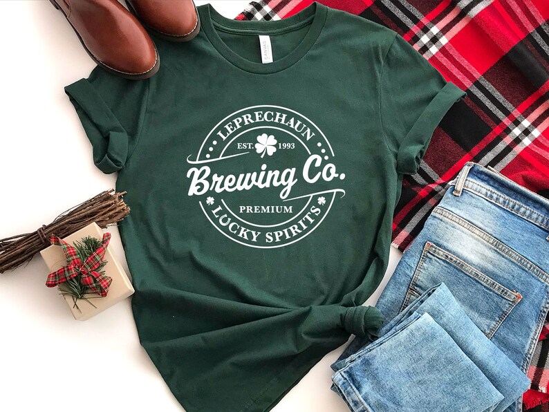 Leprechaun Brewing Co Shirt, Retro St Patricks Day Gift, Vintage Irish Shirt, Lucky Spirits Shirt, St Patty Day Shirt, Leprechan Shir image 1