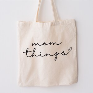 Mom Things Zippered Tote Bag, Jumbo Canvas Tote Bag, Happy Mothers Day Shopping Bag, Mom Stuff Tote Bag, Mama Tote Bag