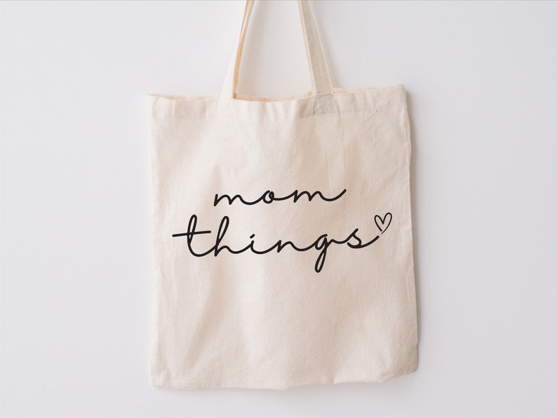 Mom Things Zippered Tote Bag, Jumbo Canvas Tote Bag, Happy Mothers Day Shopping Bag, Mom Stuff Tote Bag, Mama Tote Bag