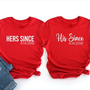 Le sien depuis, chemise personnalisée pour la Saint-Valentin, assortie pour couple, chemises petit ami petite amie, chemises mari et femme, chemises amour