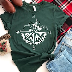 Compass Shirt, Camp Lover Gift, Camping Shirt, Camper Birthday Gift, Adventure Shirt, Forest Shirt, Cute Camp Shirt, Shirt for State Park