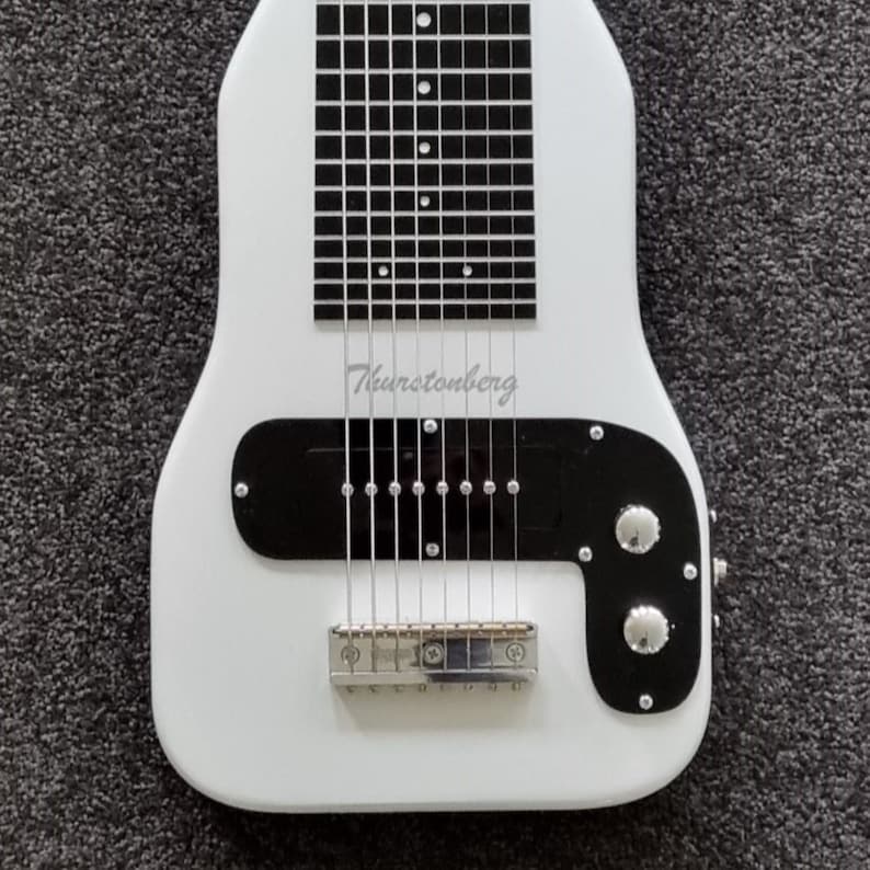 8 String Lap Steel Guitar Handcrafted in a Pearlised White Paint ...
