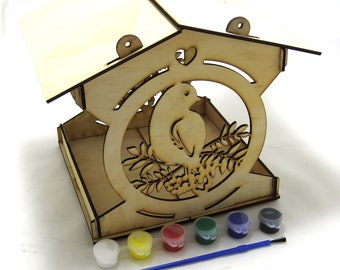 Art and Craft Kit - Vogelhaus Kit - Holzhaus - Laser geschnitten - Dekorativer Stil - Perfektes Geschenk - DIY Vogelhaus