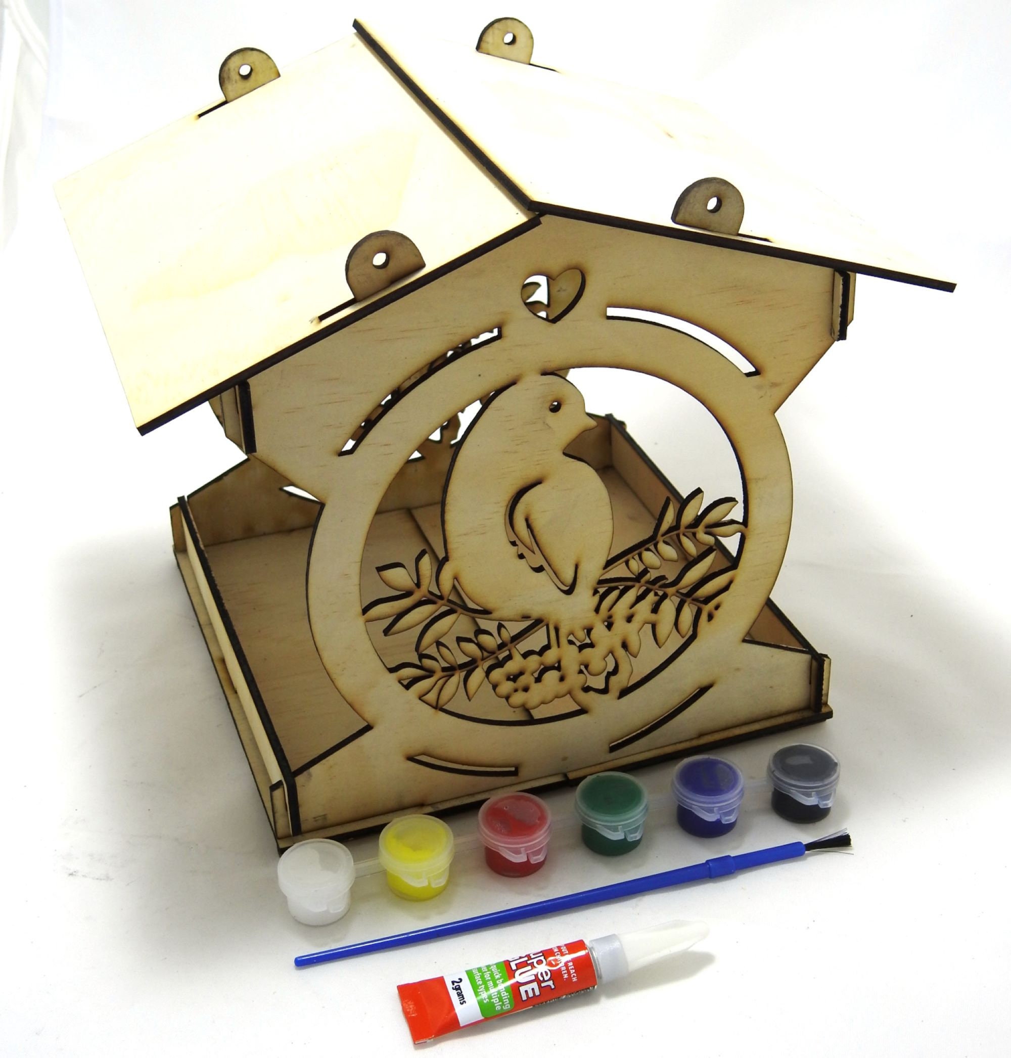 Kids Arts and Crafts Bird Feeder Kit for Outside, DIY Wooden Paint Bird  Feeder, Comes With String Paints and Paintbrush. Kids Craft Kit 