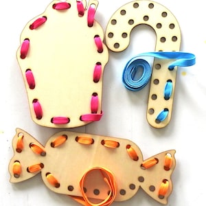 Candy Lacing Pictures | Shapes | Shape Lacing Puzzle | Fine Motor | Montessori Learning Wooden Toy I Educational Games I Educational Toys