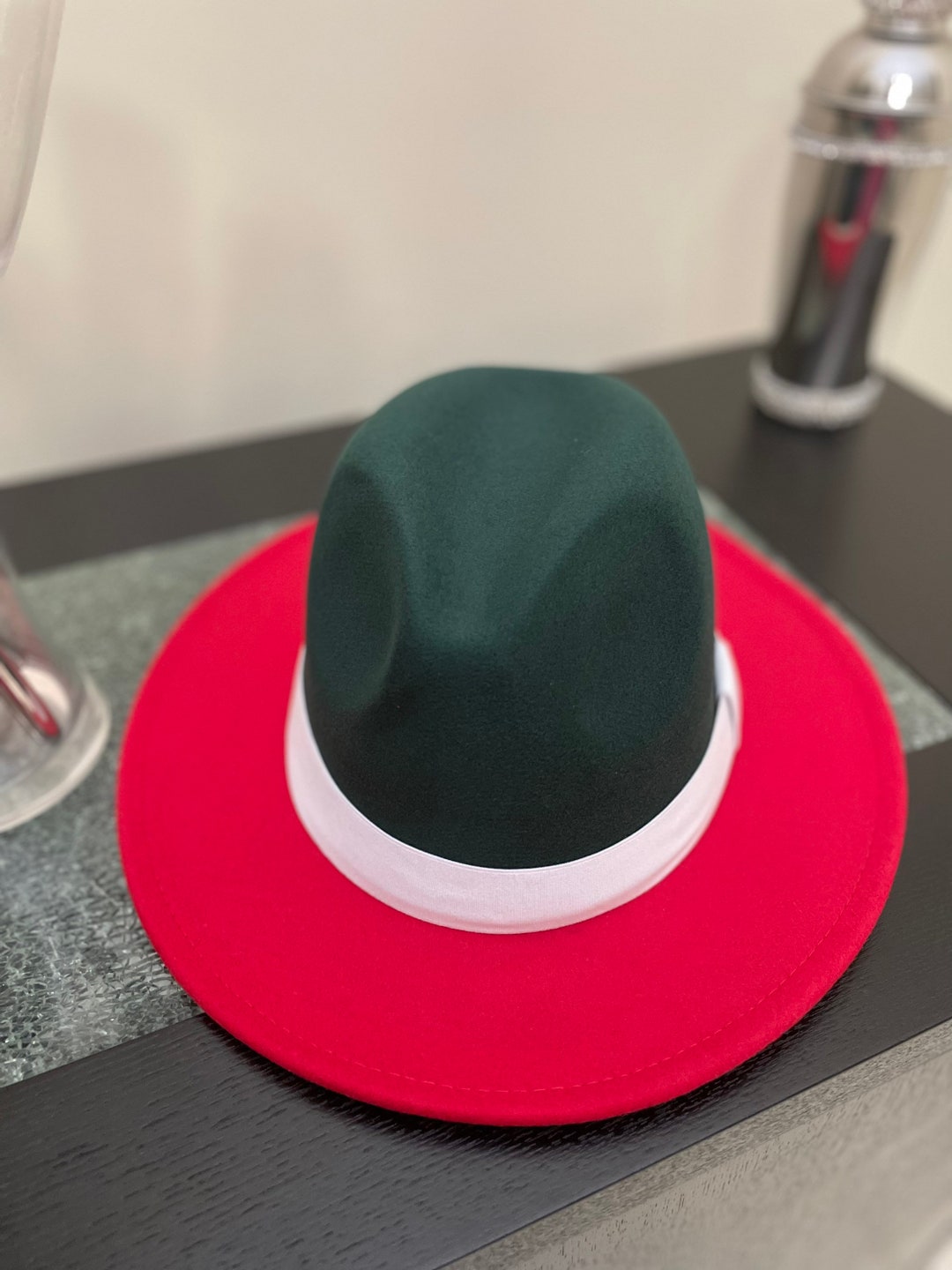 Women Fedora Hat, Hunter Green Hat, Red Fedora Hat, Gifts for Her