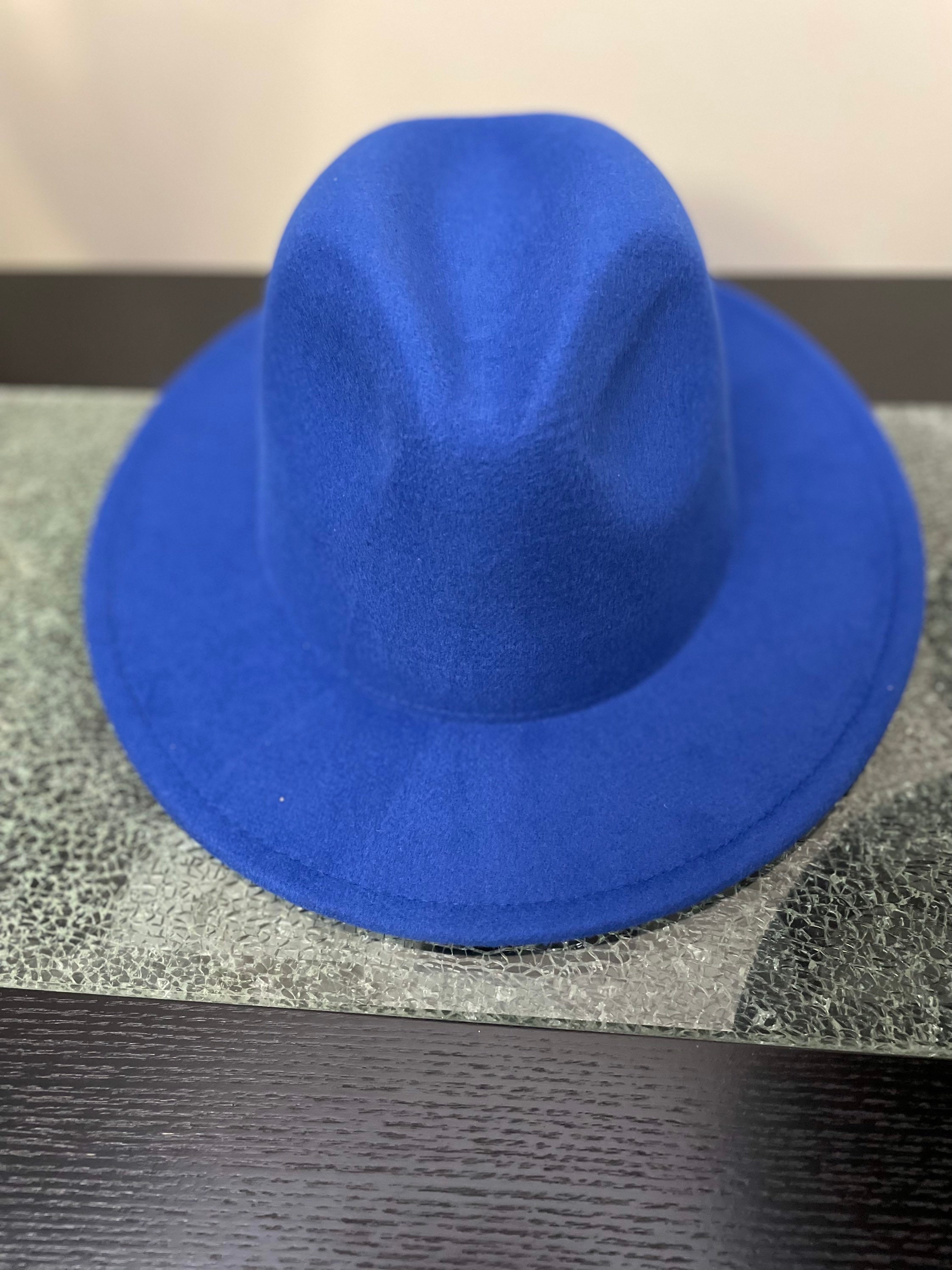 Blue Fedora Hat, Panama Wide Brim Fedora, Cotton Blend Fedora Hat, Fedora Hats for Women, Unisex