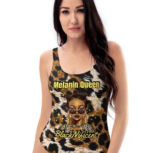 One-Piece Swimsuit-Melanin Queen Positive Vibes Royalty 2.0 hot cool trendy style classic chic apparel QSW189