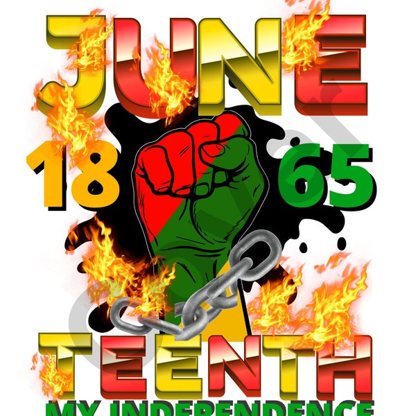 Juneteenth 1865 High Quality 2.0 PNG file only, Great for all over prints, t shirts, and personal items, my Independence JTV180