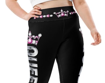 Leggings de talla grande con estampado integral - Queen lux vibes fashion <<Sujetador deportivo a juego disponible en tienda>> SDX199