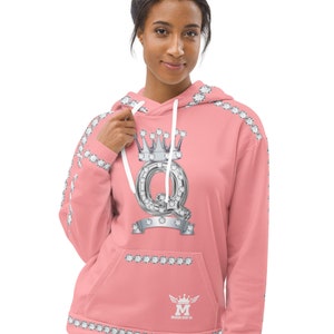 Unisex Hoodie -Queen Silver pink vibes cool trendy style festive classic chic royal collection