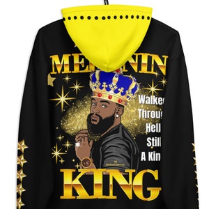 Men Hoodie - Melanin King vibes cool trendy style men royal apparel positive gear festive urban wear &lt;&lt;Matching Queen in Store&gt;&gt; MKV160