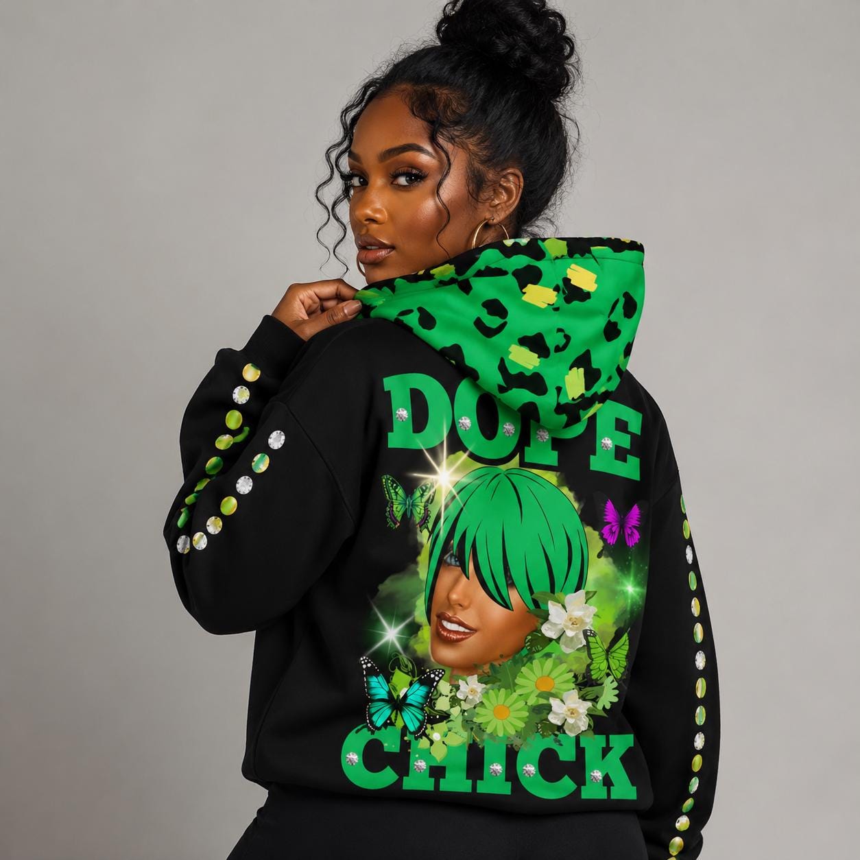 レディース パーカー - Dope Chick Unapologetically Green