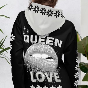 Damen Hoodie -Queen Love cool trendy royal chic klassisch limitierte Damen Bekleidung LuxusKollektion