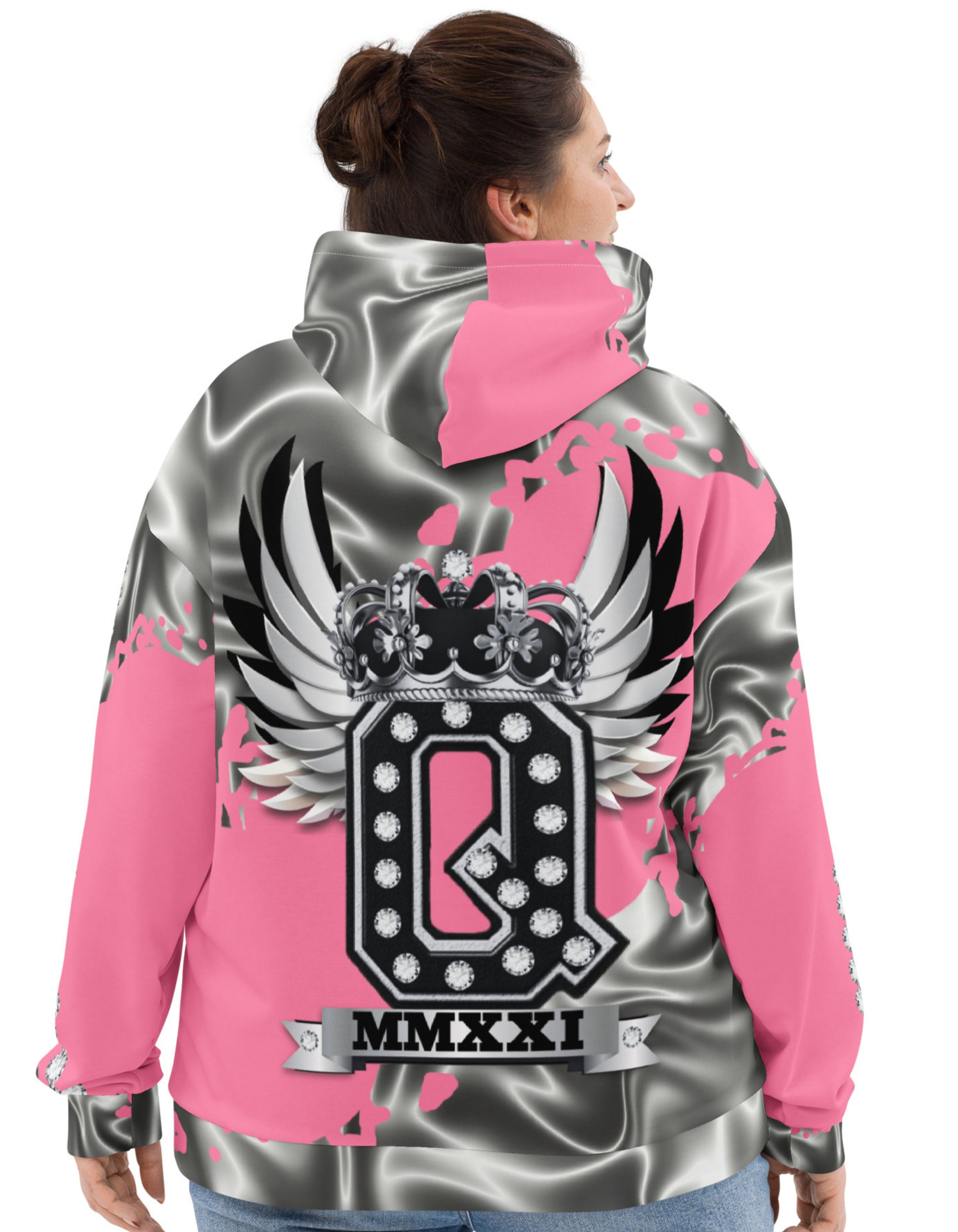 Women Hoodie - Queen lux silver vibes cool trendy style festive classic chic apparel QLS195