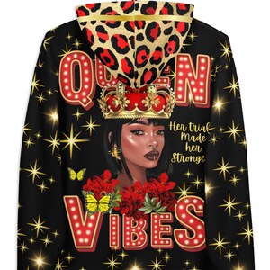 Damen Hoodie - Queen Vibes gold Gepard cool trendy style festlich luxus klassisch chic royal kollektion QVC185
