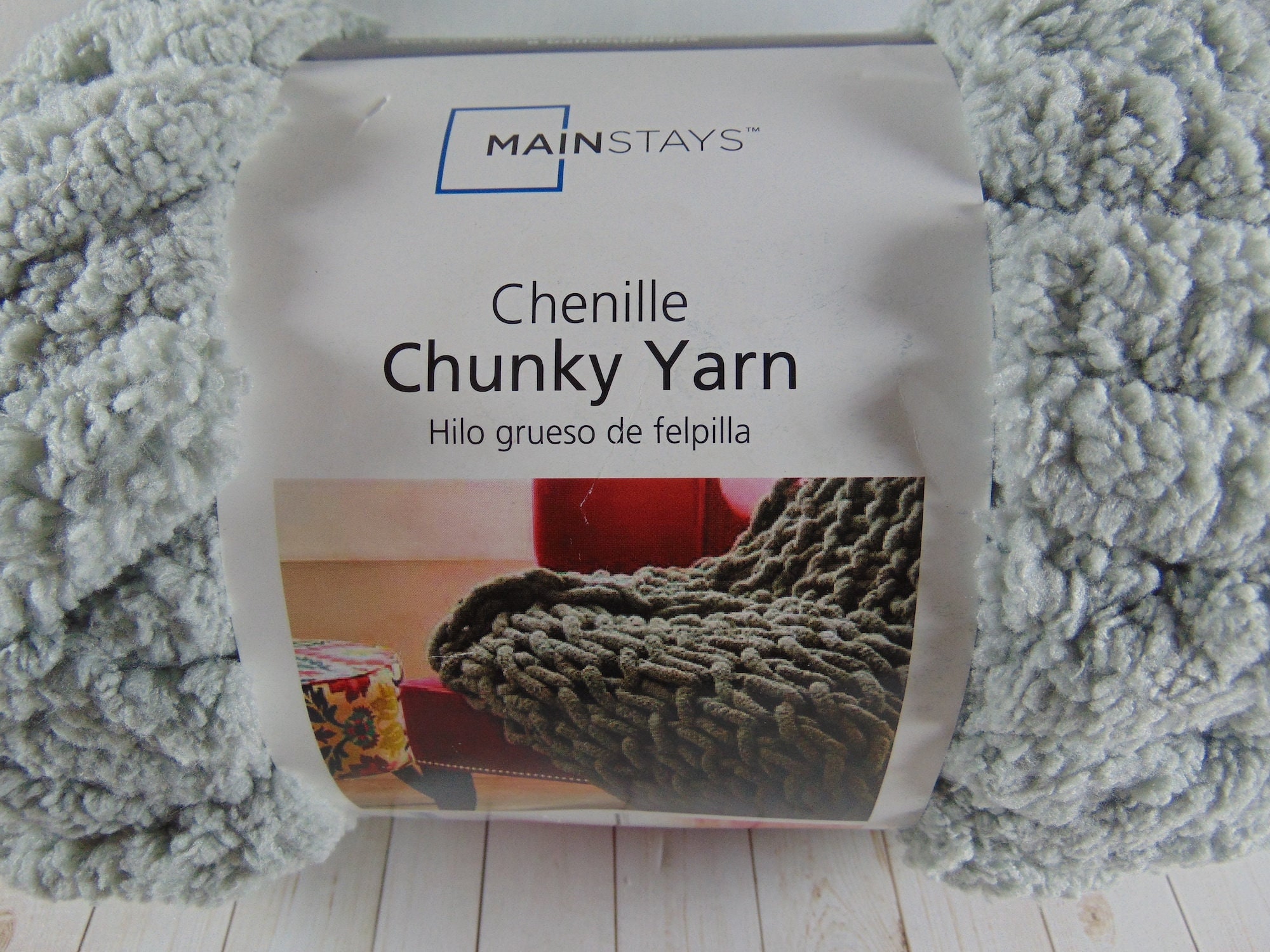 Mainstays Chenille Chunky Yarn Soft Silver 