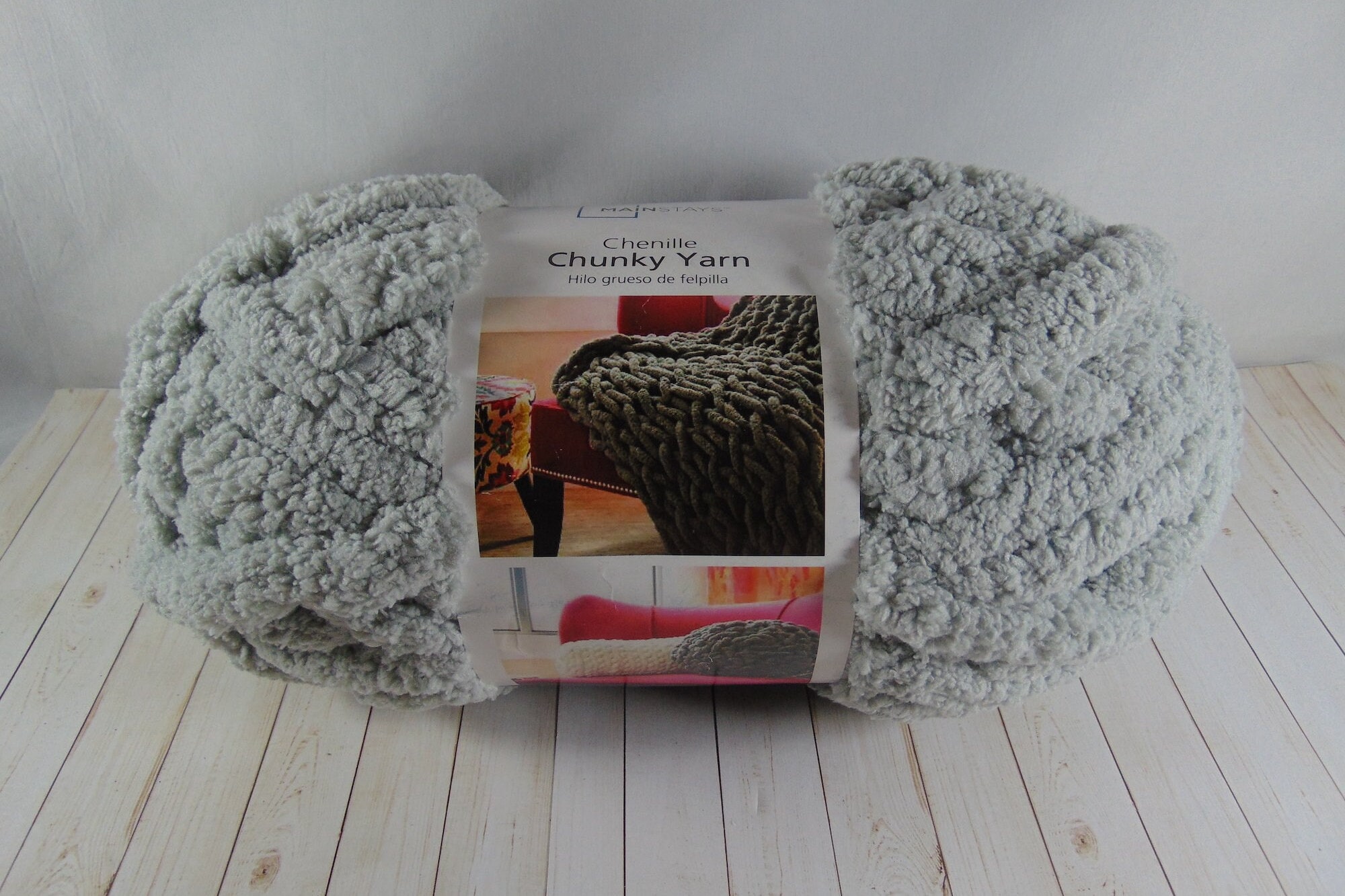 Mainstays Chenille Chunky Yarn Soft Silver 