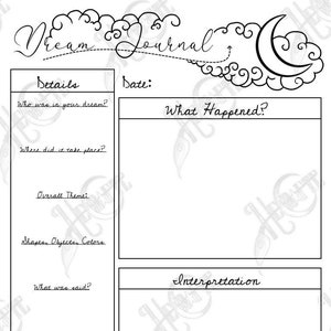 Dream Journal Page