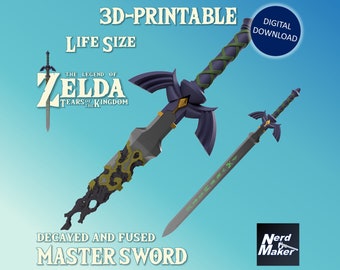 Master Sword - Zelda Tears of the Kingdom - Decayed and Fused - Life Size - (STL files for 3D-printing)