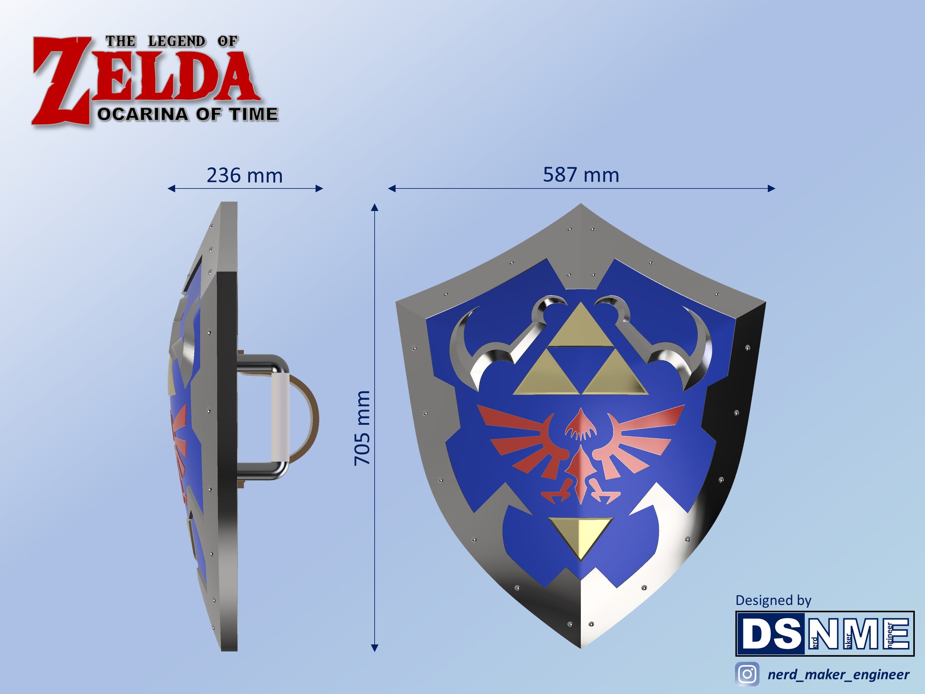 Hylian Shield From Zelda Ocarina of Time Life Size STL Files for 3D