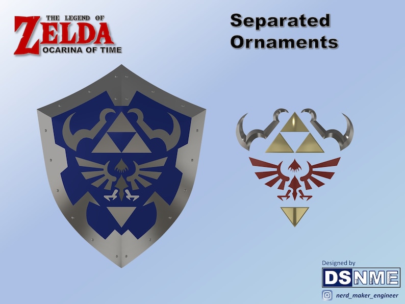 Hylian Shield From Zelda Ocarina of Time Life Size STL Files for 3D