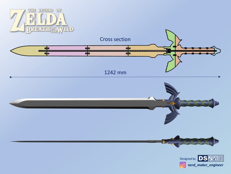 MASTER SWORD from Zelda Breath of the Wild Life Size STL files for 3D printing image 9