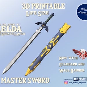 MASTER SWORD from Zelda Breath of the Wild Life Size STL files for 3D printing image 1