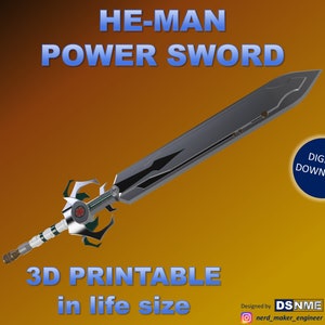 HE-MAN Power Sword 2002 - Life Size  (STL files for 3D printing)