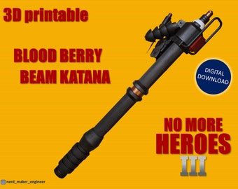 Travis Touchdown's Blood Berry Beam Katana - No More Heroes (STL-files for 3D printing)