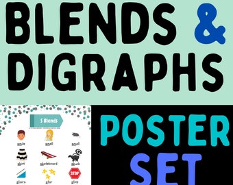 Phonics Classroom Poster Set, Blends & Digraphs