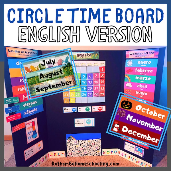 Circle Time Board (English Only Version), morning board for preschool, printable daily calendar