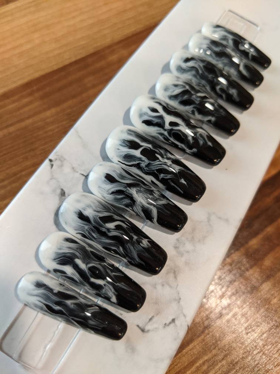 White Smoke Press On Nail Kit Stick On Nails Fake Nails Etsy