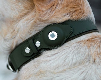 Faux Leather Apple AirTag Dog Collar by Nine Twenty Eight™ Leather, Faux leather and Premium Collar Option Available for Pets