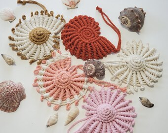 Sea Shells, Macrame SeaShell, Marine design, Sea ornaments, Ocean, Shell, Beach decorations,
