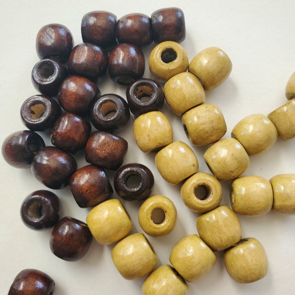 Set of 20/40 Wooden beads, 11×12mm, Beads for macrame, Big hole beads, Beads for craft, Beads, Macrame supply, Craft supply