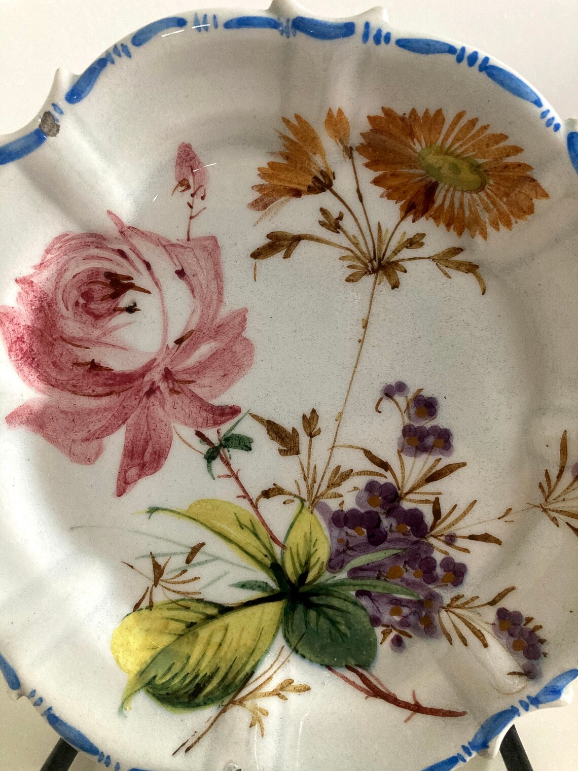 Signed Vintage Nove Italian Ceramic Hand Painted Floral Pink Etsy