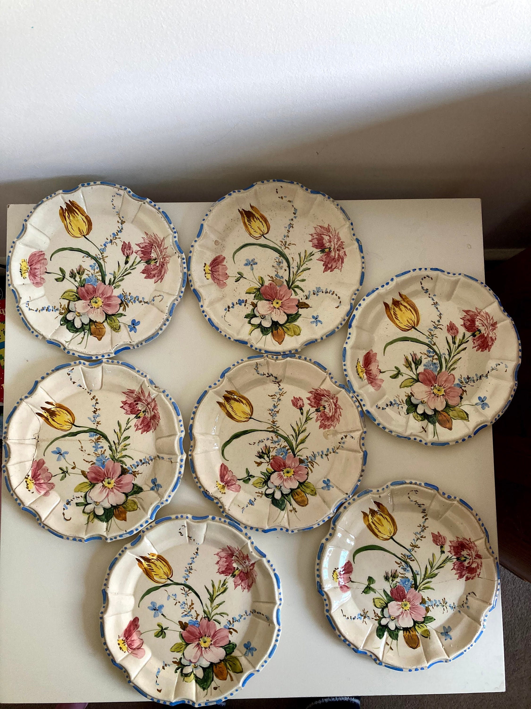A set of 7 Vintage Nove Italian Ceramic Hand Painted Floral Etsy
