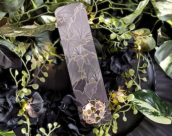 BOOKMARK: Skull with Acorns and Leaves , Acorn Skull Bookmark , Dark Aesthetic Skull and Leaves , Dark Art Bookmark