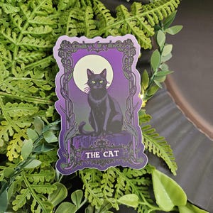 AUFKLEBER: The Cat Purple Tarot Card Style