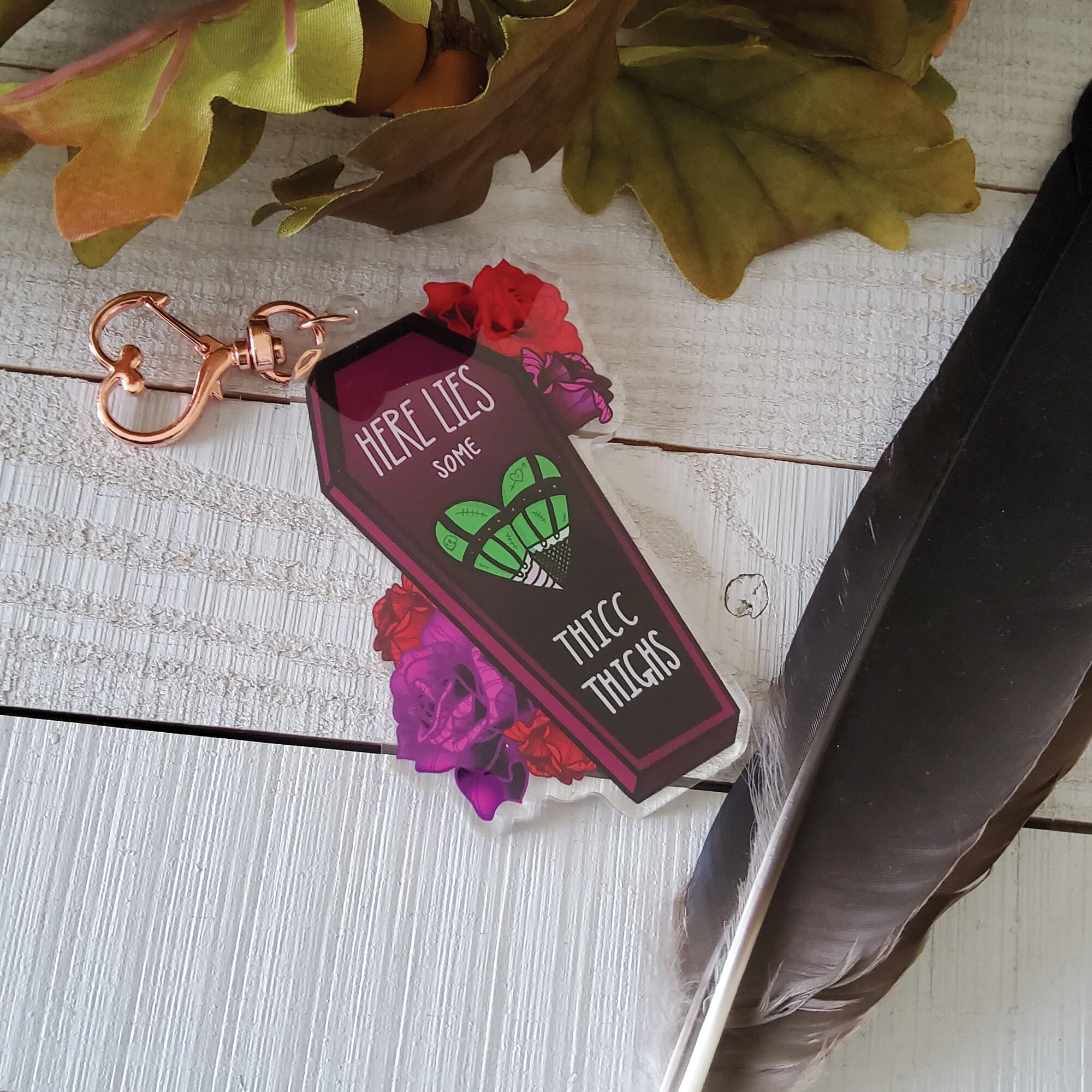 Here Lies Some Thicc Thighs Coffin Monster Acrylic Charm , Coffin Cha…
